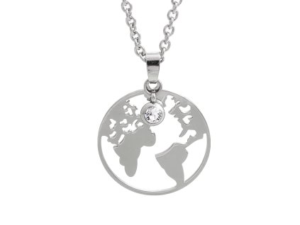 Nahrdelnik z bizuterni slitiny vyrezavana mapa v kruhu s krystalem Swarovski Crystal