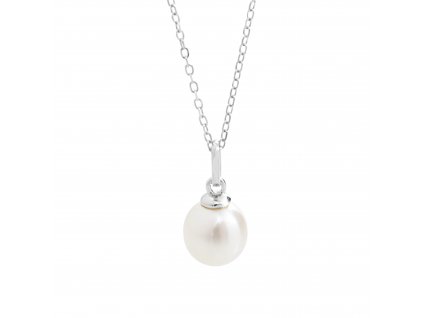 Stribrny nahrdelnik samostatna ricni perla White - a (Stribro 925/1000)