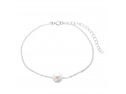 Stribrny naramek s ricni perlou a obvodem krystalu Swarovski Crystal - a (Stribro 925/1000)