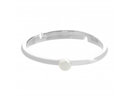 Stribrny prsten s malou ricni perlou White - a (Stribro 925/1000)