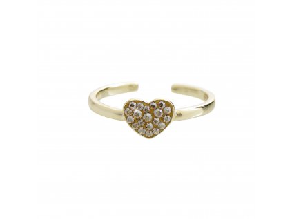 Pozlaceny stribrny prsten male srdicko s krystaly Swarovski Golden Shadow (Stribro 925/1000)