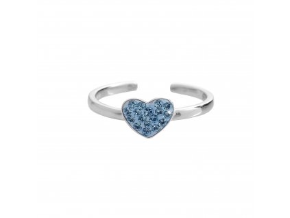 Stribrny prsten male srdicko s krystaly Swarovski Aquamarine (Stribro 925/1000)