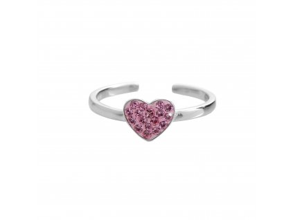 Stribrny prsten male srdicko s krystaly Swarovski Light Rose (Stribro 925/1000)