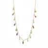 Pozlaceny stribrny nahrdelnik s barevnymi ovesy s Kubickymi zirkony Multi (Stribro 925/1000)