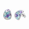 Stribrne nausnice puzety baculate kreole s krystaly Swarovski Purple (Stribro 925/1000)