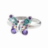 Stribrny prsten motyl a krystaly Swarovski Purple (Stribro 925/1000)