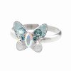 Stribrny prsten motyl a krystaly Swarovski Turquoise (Stribro 925/1000)