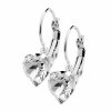 Náušnice klapky z bižuterní slitiny s malým krystalem tvaru srdce Swarovski Crystal