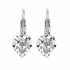 Náušnice klapky z bižuterní slitiny s malým krystalem tvaru srdce Swarovski Crystal