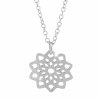 Ocelový náhrdelník prořezávaný květ bez krystalů