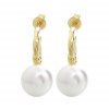 Zlaté ocelové náušnice puzety s perlou na nepravidelném kroužku White