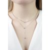 Ocelový náhrdelník dva řetízky a tři krystaly Swarovski Crystal