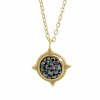 Zlatý ocelový náhrdelník medailonek kulatý s krystaly Swarovski Hematite