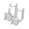 Stříbrné náušnice klapky velký čtvercový Kubický zirkon Crystal  (Stříbro 925/1000)