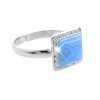 Stribrny prsten s ctvercovym opalem a krystaly Swarovski Blue velky (Stribro 925/1000)