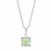 Stribrny nahrdelnik s ctvercovym opalem a krystaly Swarovski Green maly (Stribro 925/1000)