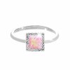 Stribrny prsten s ctvercovym opalem a krystaly Swarovski Rose maly (Stribro 925/1000)