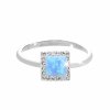 Stribrny prsten s ctvercovym opalem a krystaly Swarovski Blue maly (Stribro 925/1000)