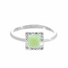 Stribrny prsten s ctvercovym opalem a krystaly Swarovski Green maly (Stribro 925/1000)