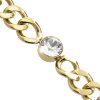 Zlaty ocelovy naramek retez s jednim krystalem Swarovski Crystal- b