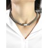 Ocelovy masivni nahrdelnik retez s ozdobnym elementem osazeny krystaly Swarovski Crystal- c