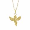 Zlaty ocelovy nahrdelnik andelicek hrajici na pistalku bez krystalu- a