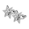 Nausnice puzety z bizuterni slitiny sesticipa prorezavana hvezda s krystalem Swarovski Crystal- b