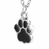 Ocelovy nahrdelnik psi tlapka s cernym smaltem- b