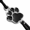 Snurkovy naramek s ocelovym priveskem psi tlapky s cernym smaltem- b