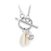 Ocelový náhrdelník s přírodní mušlí a s krystalem Swarovski Crystal