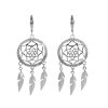 Ocelové náušnice klapky s prořezávaným lapačem snů a s krystaly Swarovski Crystal