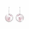 Stribrne nausnice klapky Swarovski perla s obtahem Rose  (Stribro 925/1000)