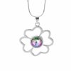 Stribrny nahrdelnik obrysovy ctyrlistek s rivoli Swarovski Vitrail Light (Stribro 925/1000)