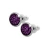 Ocelove nausnice puzety mini lentilky s krystaly Preciosa Amethyst - b