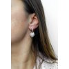 Stribrne nausnice klapky velke zdobene srdce z Kubickych zirkonu Crystal (Stribro 925/1000) - c 