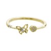 Pozlaceny stribrny prsten motylek s krystalem Swarovski Crystal (Stribro 925/1000) - a