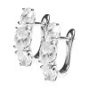 Stribrne nausnice klapky tri ovalne Kubicke zirkony pod sebou Crystal (Stribro 925/1000) - b