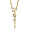 Pozlaceny stribrny nahrdelnik tri Kubicke zirkony postupne se zmensujici Golden Shadow (Stribro 925/1000) - b