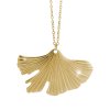 Zlaty ocelovy nahrdelnik velky list bez krystalu - A