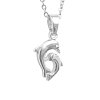 Nahrdelnik z bizuterni slitiny dva delfini s krystalem Swarovski Crystal  - B