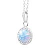 Stribrny nahrdelnik s kulatym opalem a krystaly Swarovski Pastel Light Blue velky (Stribro 925/1000) - B