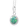 Stribrny nahrdelnik s kulatym opalem a krystaly Swarovski Mix Green velky (Stribro 925/1000) - B