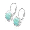 Stribrne nausnice klapky s kulatym opalem a krystaly Swarovski Pastel Mint Green velke (Stribro 925/1000) - B
