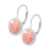 Stribrne nausnice klapky s kulatym opalem a krystaly Swarovski Peach Pastel velke (Stribro 925/1000) - B