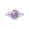 Stribrny prsten s kulatym opalem a krystaly Swarovski Violet velky (Stribro 925/1000) - A