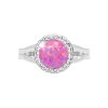 Stribrny prsten s kulatym opalem a krystaly Swarovski Light Fuchsia velky (Stribro 925/1000) - A