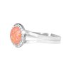Stribrny prsten s kulatym opalem a krystaly Swarovski Peach Pastel velky (Stribro 925/1000) - B