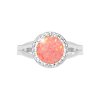 Stribrny prsten s kulatym opalem a krystaly Swarovski Peach Pastel velky (Stribro 925/1000) - A