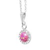 Stribrny nahrdelnik s kulatym opalem a krystaly Swarovski Light Fuchsia maly (Stribro 925/1000) - B