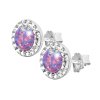Stribrne nausnice puzety s kulatym opalem a krystaly Swarovski Violet male (Stribro 925/1000) - B